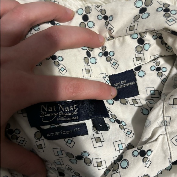 Nat Nast Short Sleeve Button Down Silk Large - Picture 3 of 3